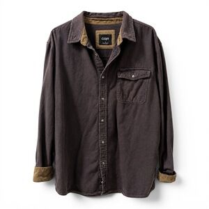 CQR XL Men’s Tall Brown Cotton Shirt Jacket Corduroy Collar Workwear Shacket‎
